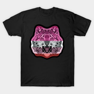 illustrated SNOW LEOPARD PRIDE series (lipstick lesbian pride flag) T-Shirt